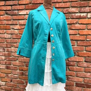 Aqua Soft Surroundings Tencel Button Down Tunic Duster NWPT